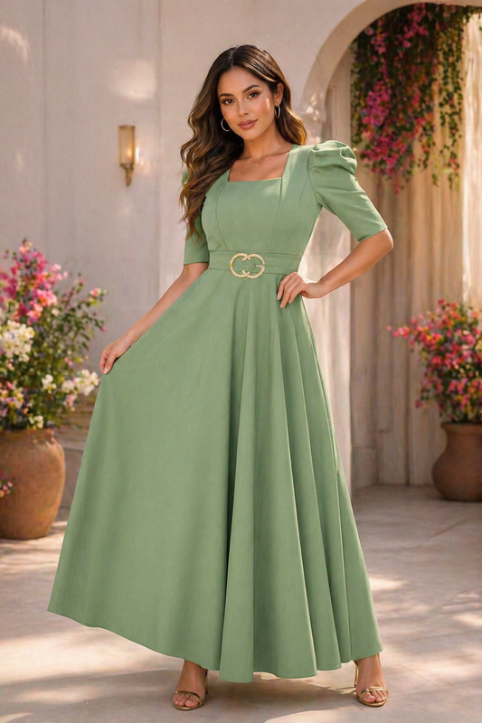 Vestido Elegancia Primavera con Cinturón