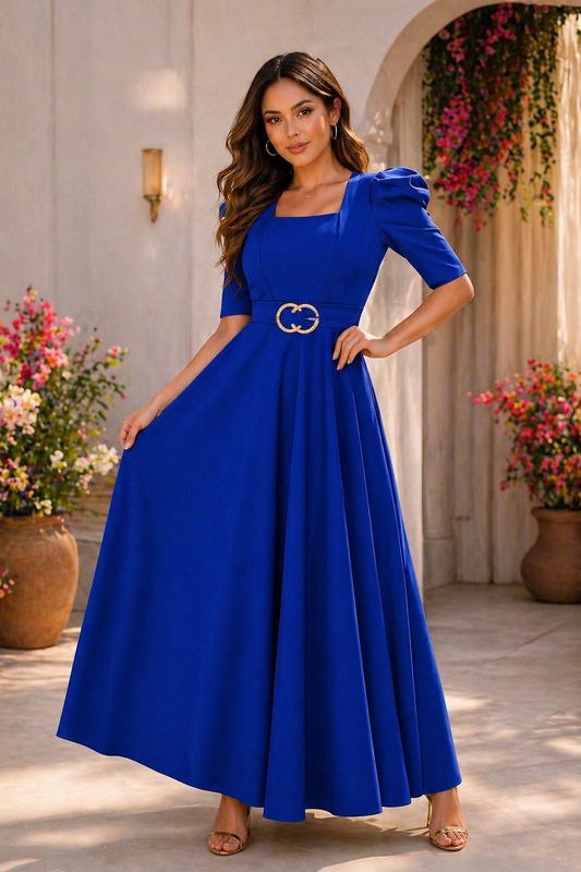 Vestido elegancia azul rey