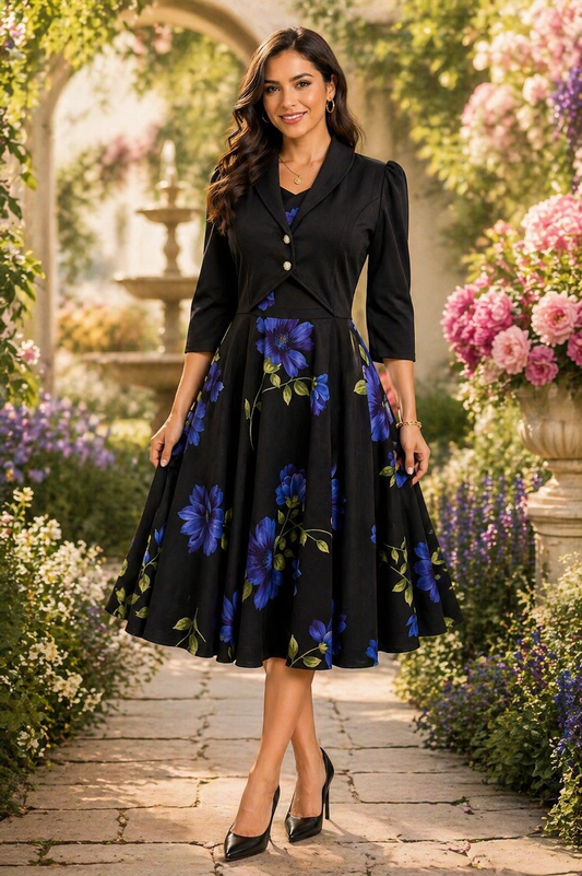 Vestido Elegancia Jardín Nocturno